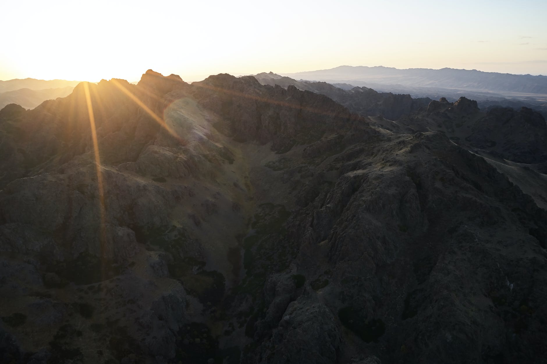 breathtaking view of dusky mountains at sundown